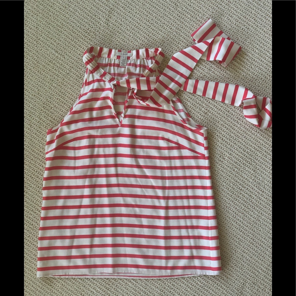 J Crew silk tie neck top
